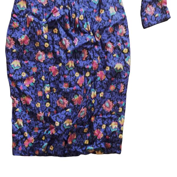 1990s VTG Liz Claiborne Purple Paisley Floral Print Knee Length Suit Dress 4 P - Picture 3 of 4